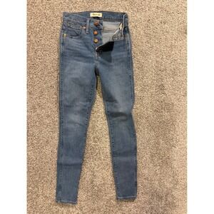 Madewell Jeans Womens 25 Blue 10 High Rise Skinny Button Fly Medium Wash